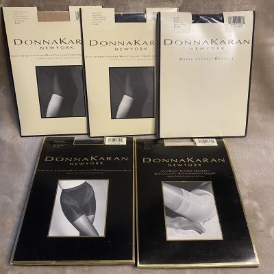 Lot of 5- VTG 90s Donna Karan NY Pantyhose Size SMALL Hosiery Black Beige